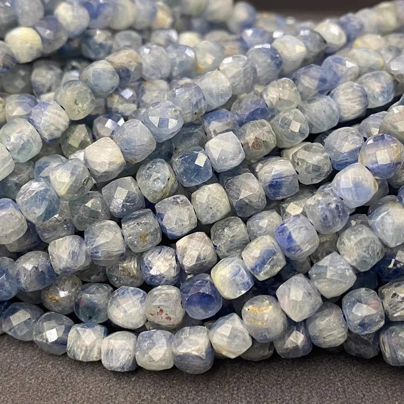 6A Kyanite  light blue Square faceted 4mm nature for making jewelry necklace 38CM FPPJ wholesale loose beads