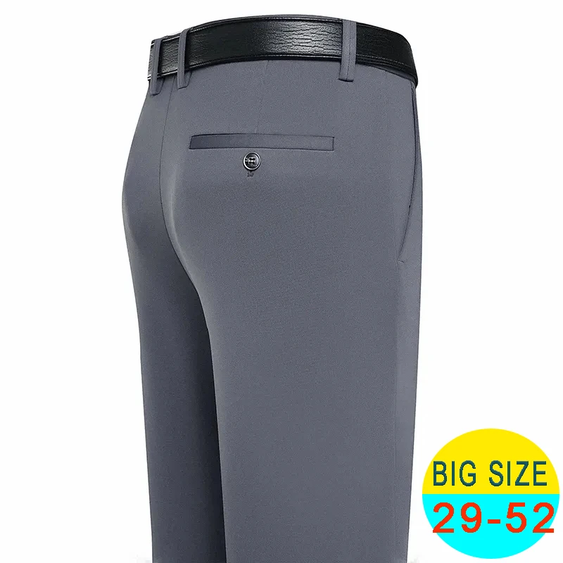 Calça casual empresarial masculina, tamanho grande, calça formal, golfe, terno elástico, vestido de escritório, clássico, marinha, preto, primavera,