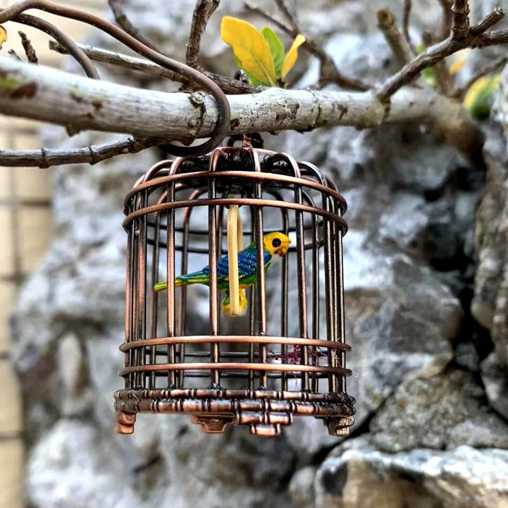 

Simulated Bird Cage Ornament Birdcage Model Mini Small Dollhouse Decoration Cages Decorative Miniature Metal Gift Tiny