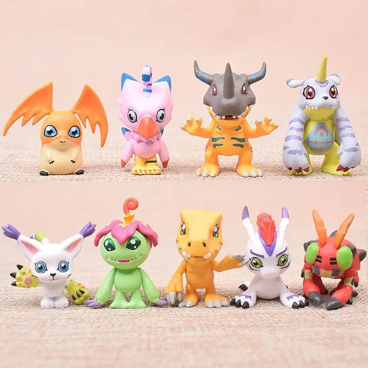 Digimon figures: Digivolution Agumon, Gabumon, Patamon anime model car cake decoration accessory