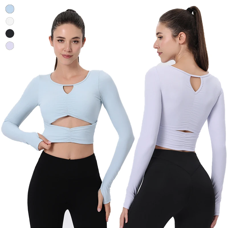 Women Fitness Top Long Sleeve Sweatshirt Breathable Gym Wear Fall Winter Casual Yoga Shirt Skin Friendly Soft Women Sportswear