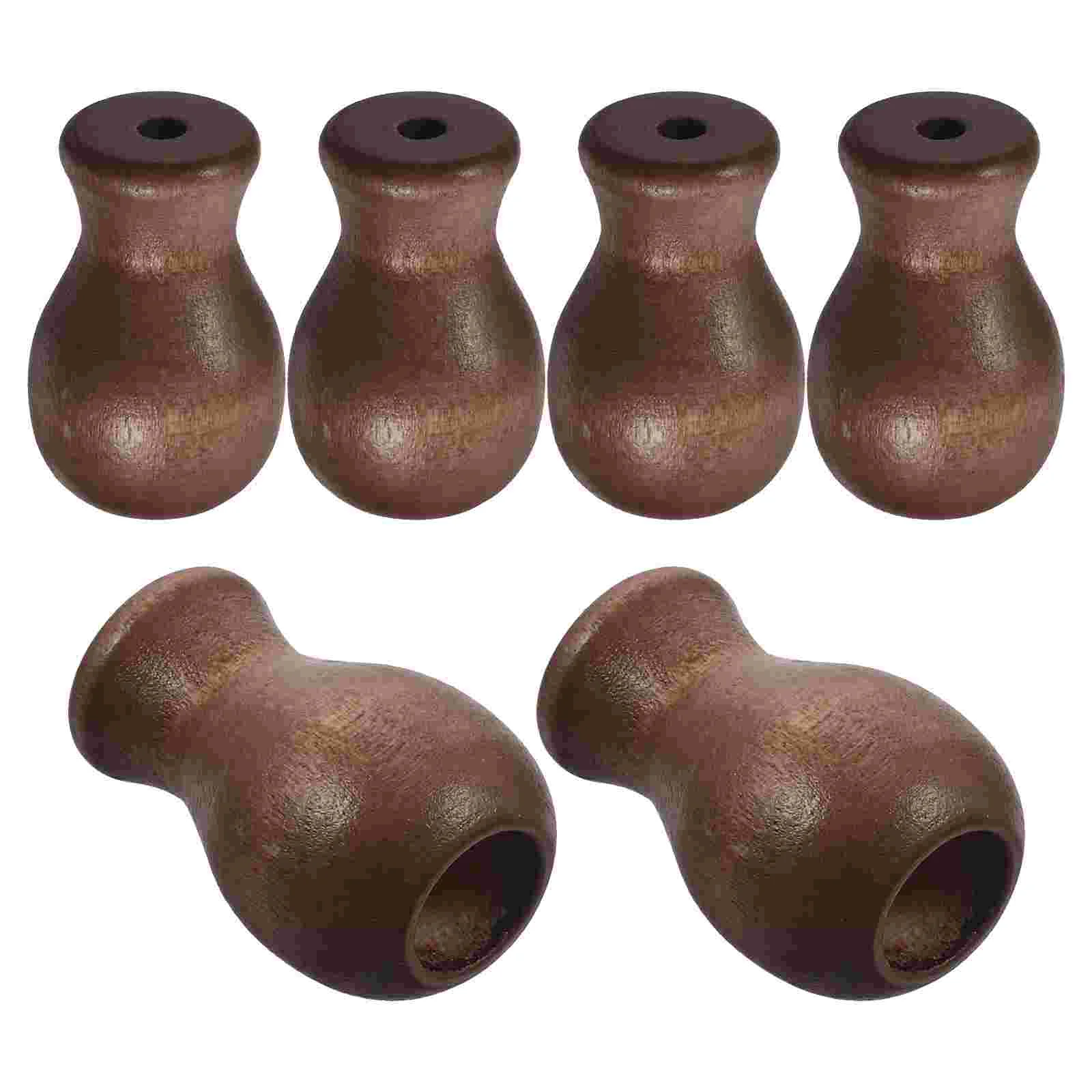 6 Pcs Venetian Blinds Curtain Accessories Wooden Pendants 6pcs (Brown) Cord Knobs Drops Tassels Pull