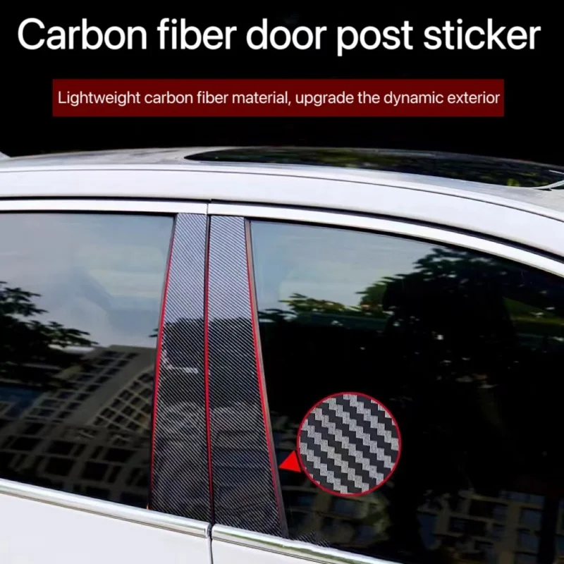 

Stainless Steel Chrome Glossy Car Door Window Center Column BC Pillar Carbon fiber Post Cover Trim For Peugeot 301 2014-2019