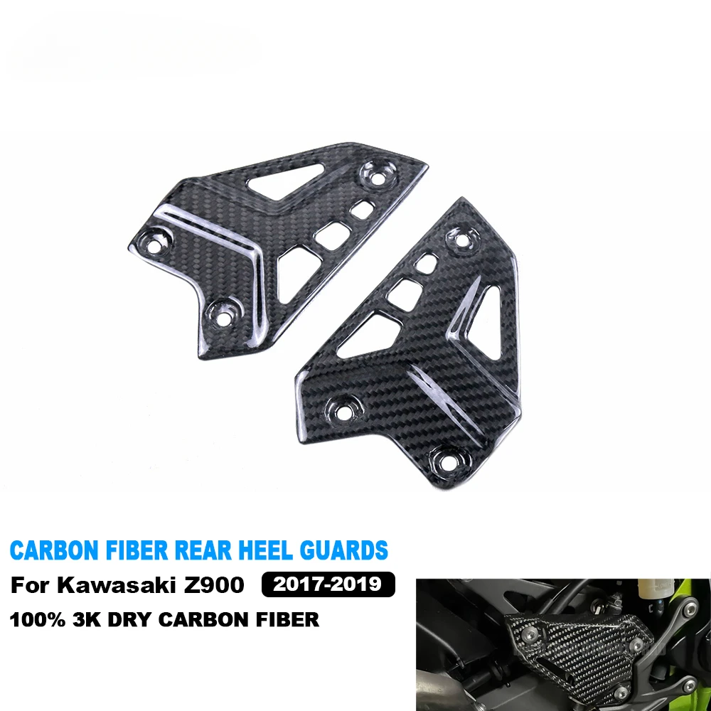 

AKOSO 3K Dry Carbon Fiber Motorcycle Accessories Rear Heel Guards Rearset Foot Peg Plates For Kawasaki Z900 2017 2018 2019