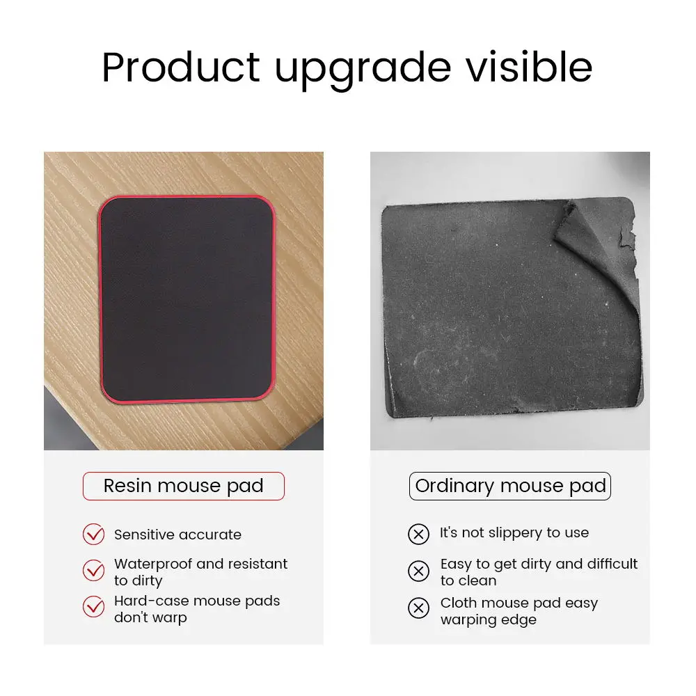 Waterproof Resin Mouse Pad with Wear-resistant Hard and Smooth Surface for Home and Office