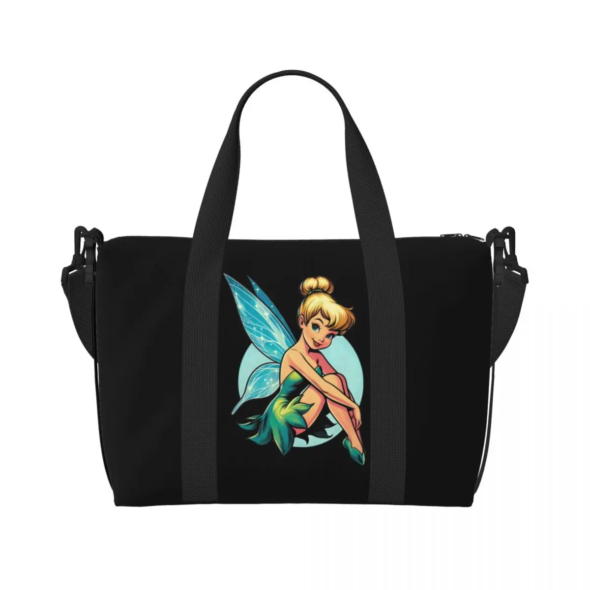 

Пляжная большая сумка Tinker Bell на заказ для женщин, пляжные дорожные сумки в стиле феи аниме с большим отделением для спортзала