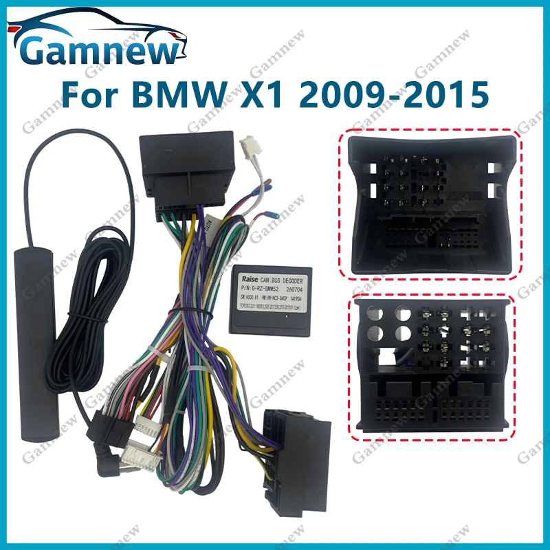 Gamnew Car 16pin Wiring Harness Adapter Canbus Box Android Radio Power Cable For BMW X1 2009-2015 Low End