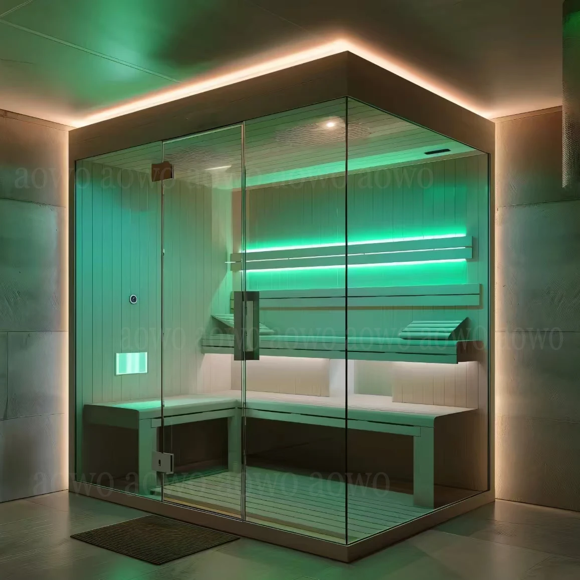 Sauna de piedra de uso tradicional, diseño moderno, salón de Sauna cuadrado, Spa de ocio, barril de madera de vapor, banco exterior, casa infrarroja