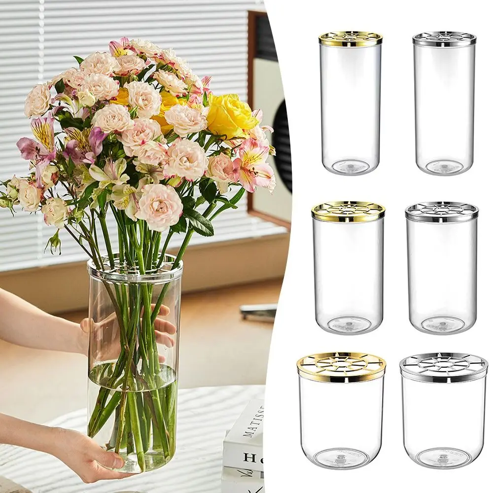 

Hydroponic Plant Transparent Flower Vases Stable Thickened Smooth Surface Flower Bottle with Flower Grid Plastics