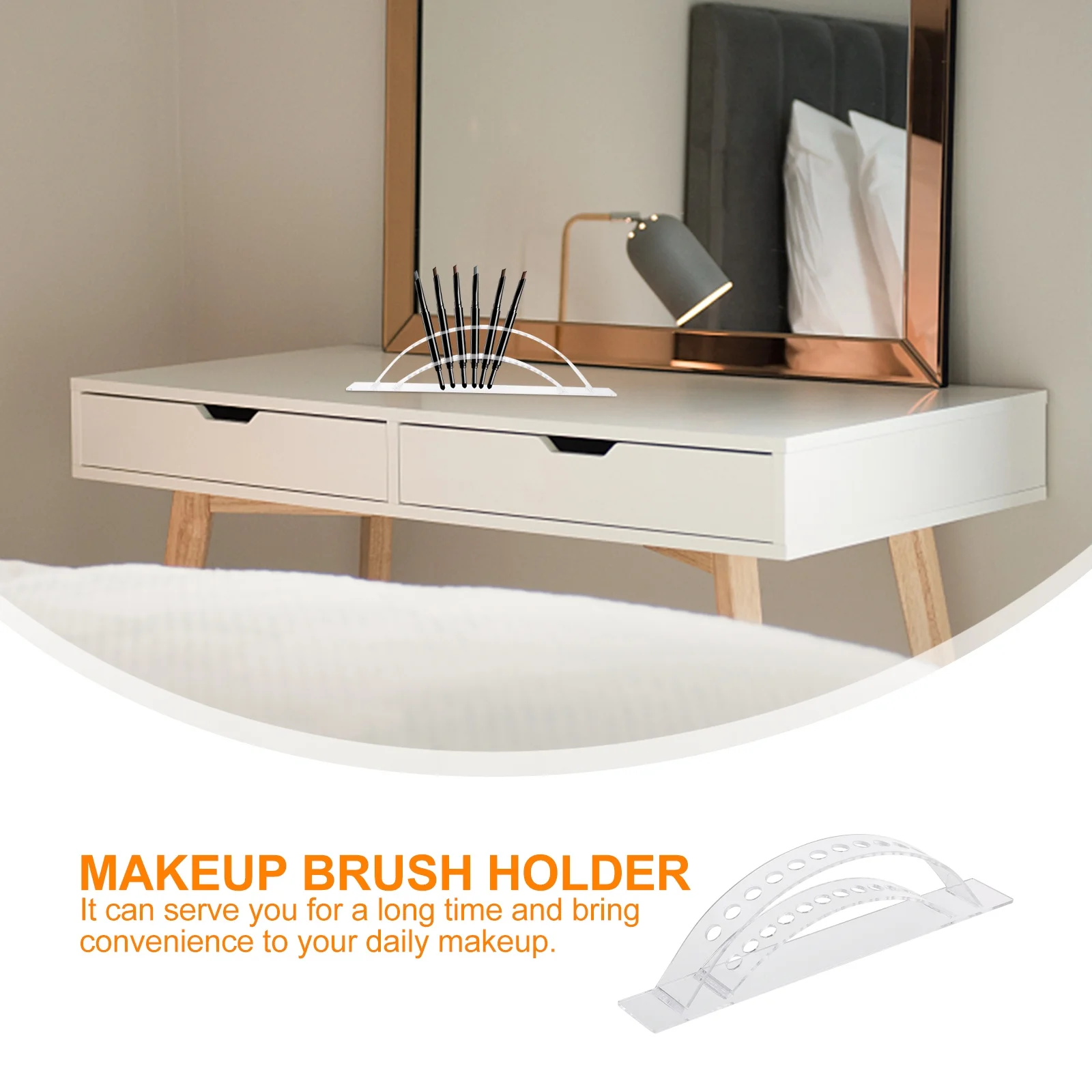 

Arc Organizer Shelf Clear Storage Holder Makeup Tool Pen Eyebrow Pencil Container Multi-Function Durable Transparent Surface