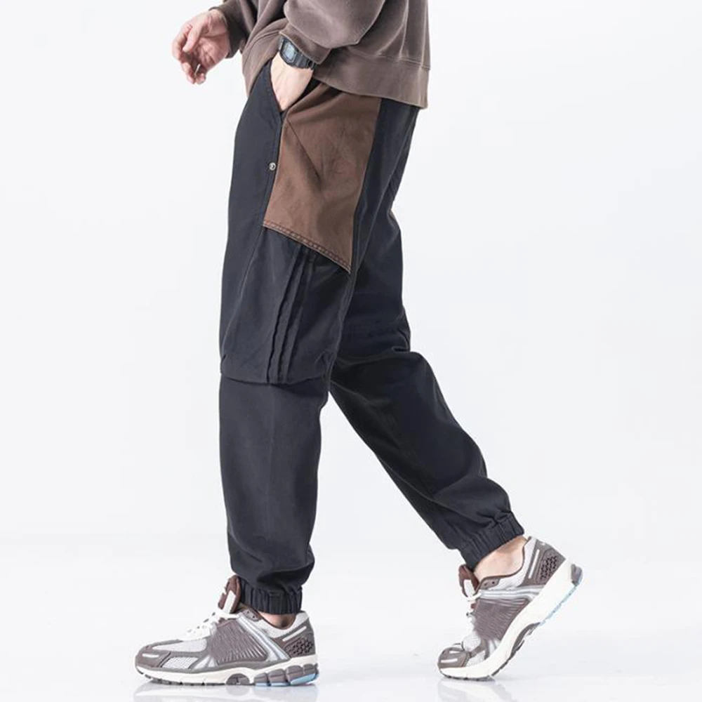 Loose Exoticism Invisible Open Crotch Outdoor Sex Large Size Men's Cargo Splicing Contrasting Casual Pants Nine-point Pant