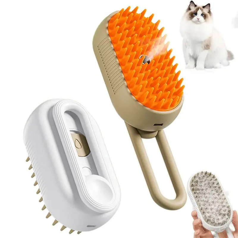 

3-in-1 Rechargeable Pet Water Spray Brush Soft Dog Hair Steamy Comb Cat Steam Brush for Cat Massage Bathing and Cleaning