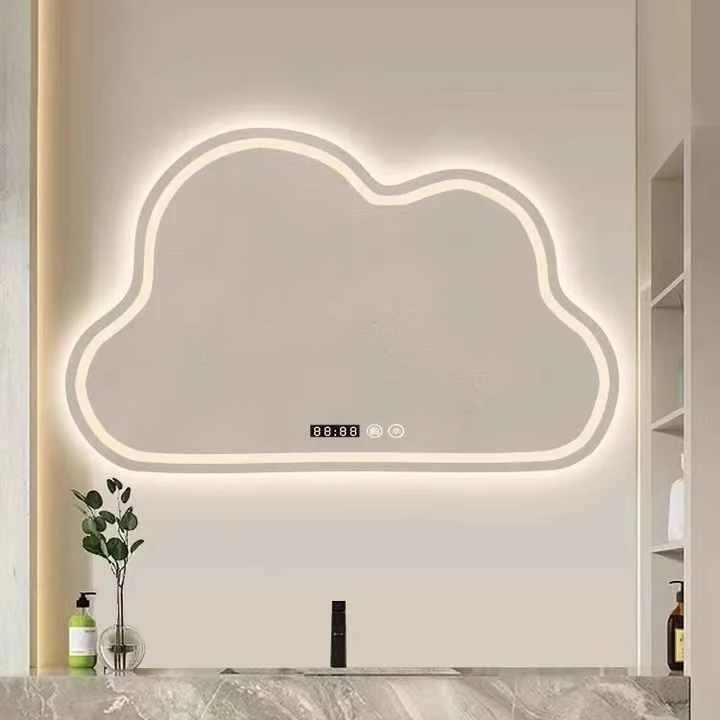 

Custom Irregular Cloud Shape LED Lamp Bedroom Wall Mount Mirror Shower Bathroom Smart Mirrors for Hotel Home Decor