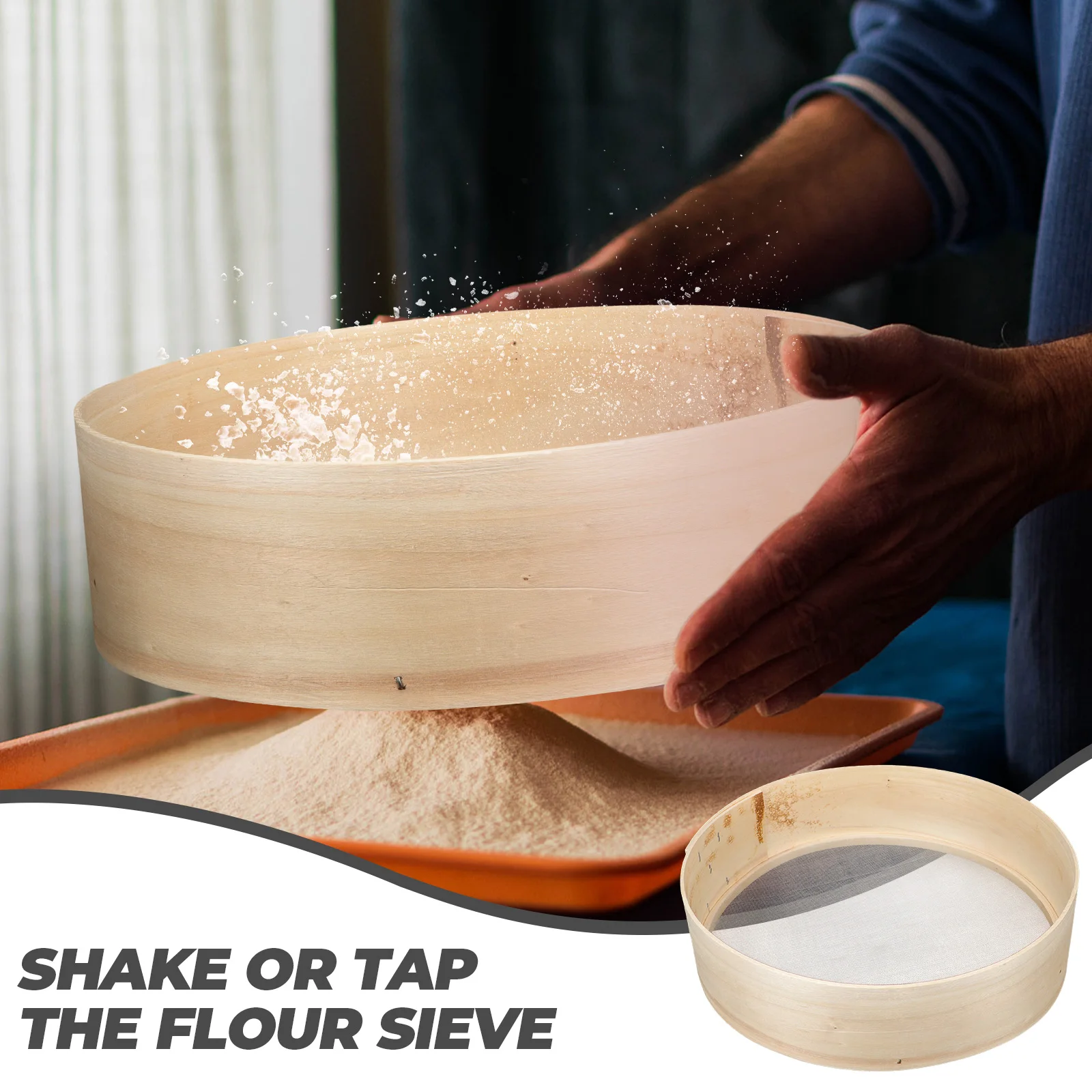 

Baking Tool Flour Sieve Filter Round Sifter Straining Wooden Fine Mesh for Cooking
