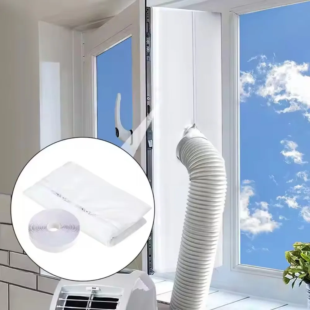 AirLock-Fensterdichtung für tragbare Klimaanlage, 3 m, 4 m, flexible Stoffdichtungsplatte, Fensterdichtung mit Reißverschluss und schnellem Kleber