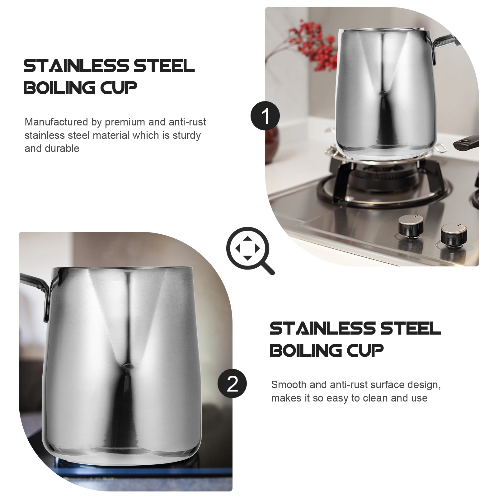 

Coffee Cup Stainless Steel Premium Anti Rust Kitchen Office Milk Heating Bubble Easy Clean Simple Design