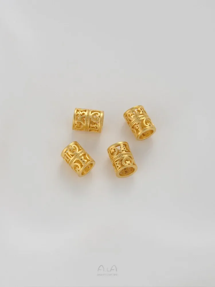 

Gold Placer Love-shaped Leaves-shaped Five-pointed Star Jifu-shaped Hollow Bucket Beads and Bamboo Beads Diy Accessories K007