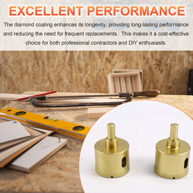 2PCS Drill Bit Thread Vacuum Brazed Dry Cut Diamond Drilling Core Bits 45Mm Hole Saw Cutter For Electric Hand Drill