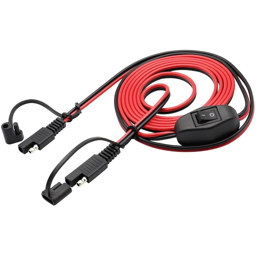 SAE Extension Cable 180CM 14AWG Wire Harness SAE To SAE Switch Polarity Reverse Adapter for Motorcycle Camp Trailer Solar Panels