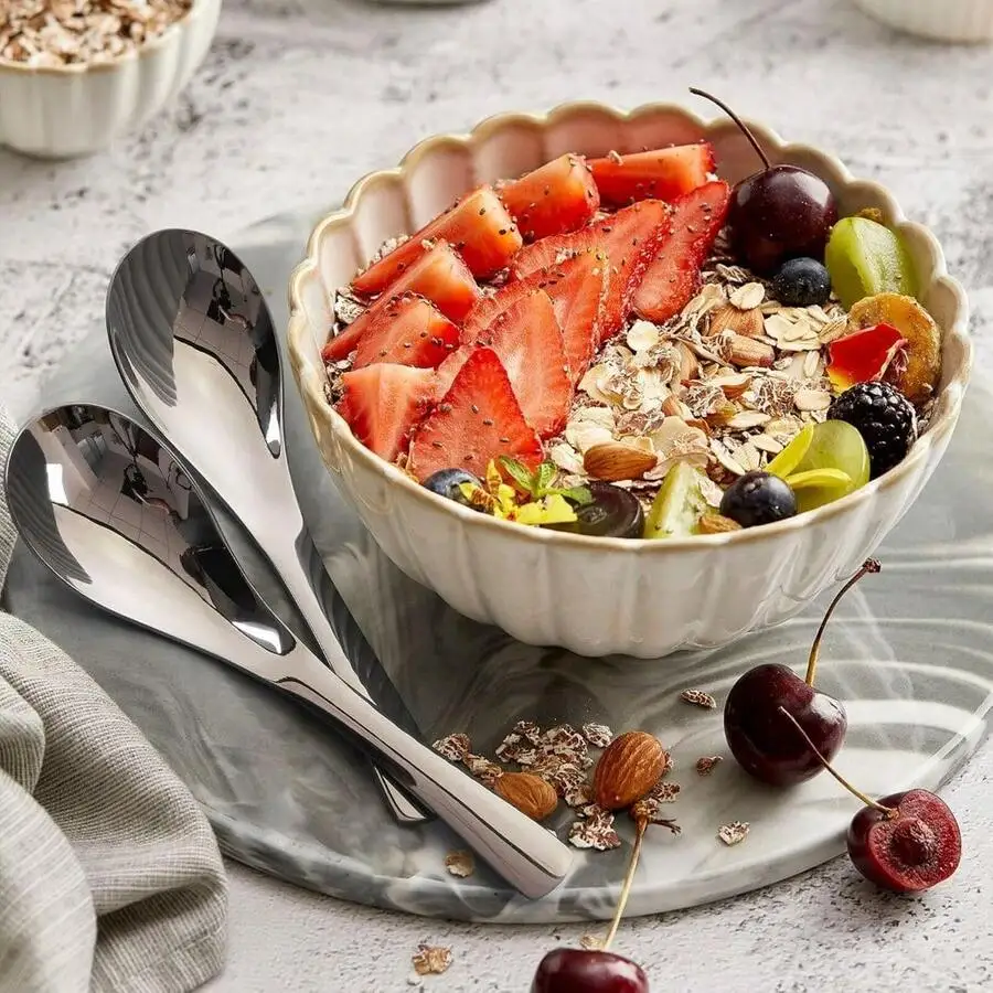

Stainless Steel Asian Soup Spoons Short Handle Ramen Cereal Spoon Set Of 6