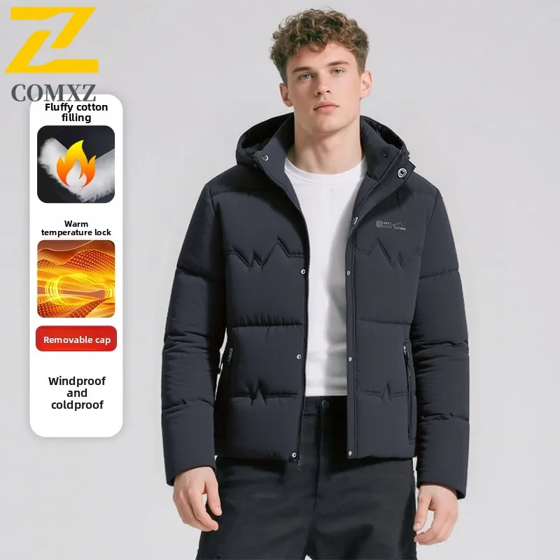 الرجال معطف القطن الخريف والشتاء 2025 الصوف سميكة العزل الدفء مقنعين سترة معطف عادية المألوف جاكيت زيبرا #1