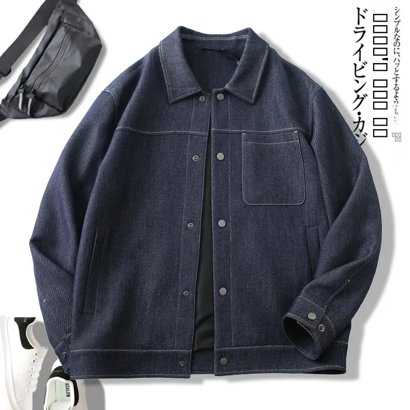 

Retro Waed High-Ounce King of tle Jaet Spring Sle Men's Workwear Collar Denim Jaet Outerwear Faion Urban Youth