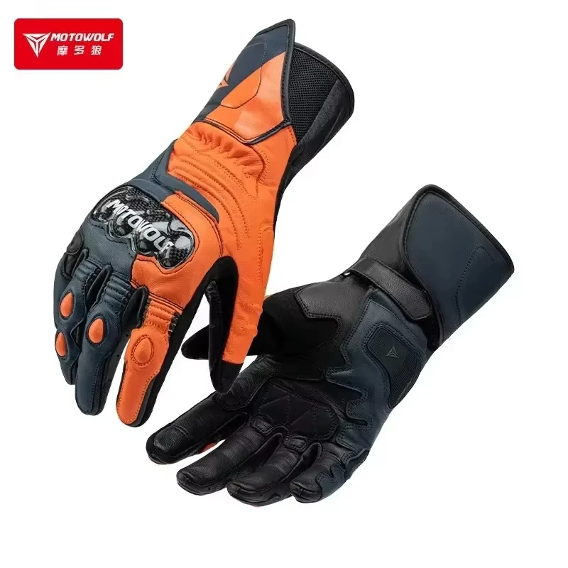 MOTOWOLF Motorcycle Four Seasons Riding Gloves Leather Touch Screen Windproof Protection Carbon Fiber Gloves Protective