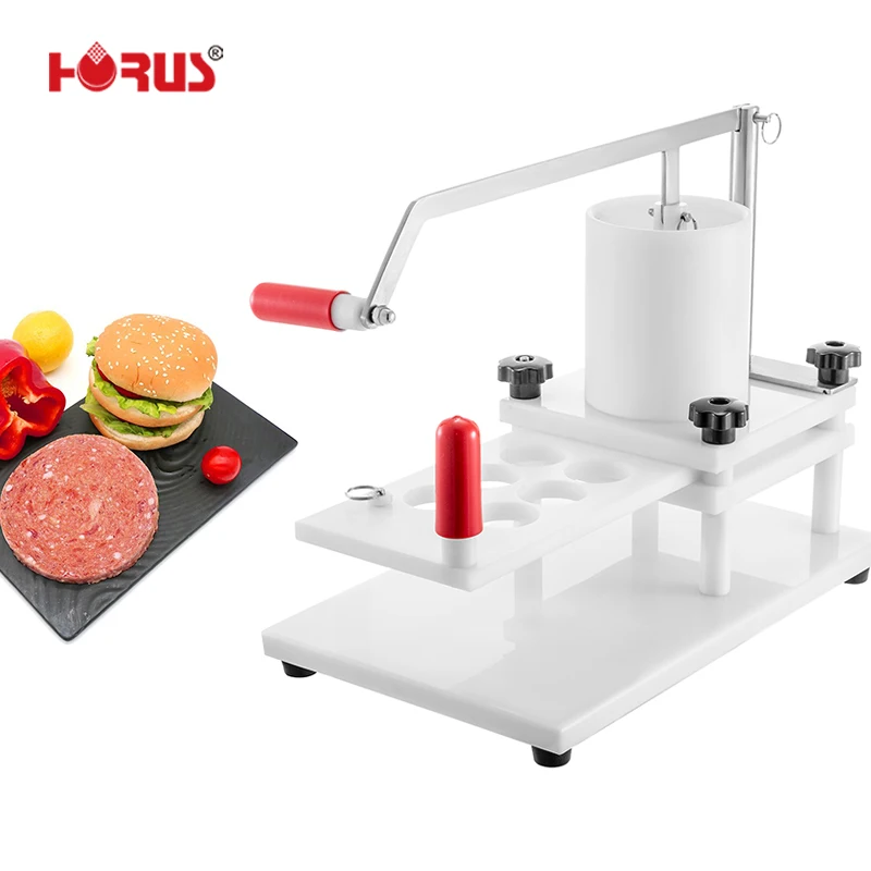 

Horus PE manual hamburger patties maker machine with 6 holes for commercial use