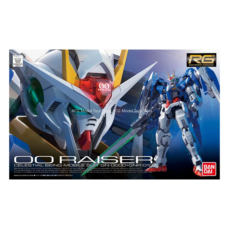 Disponibile Bandai RG 1/144 00 Raiser Gundam 00 Anime Action Figure Model assemblare giocattoli collezione regalo