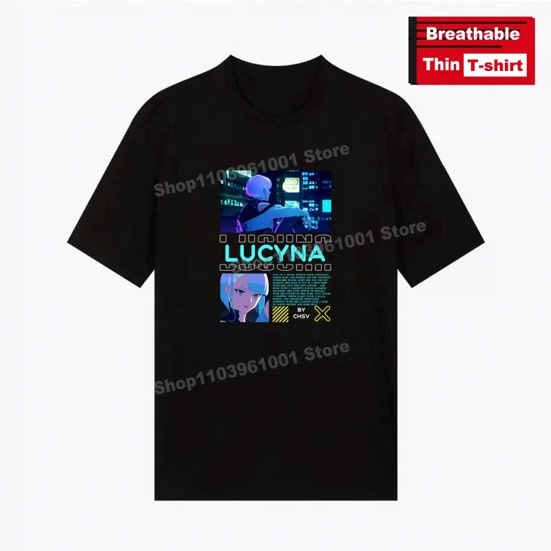 

Breathable Thin T-Shirt Cyber Punk LUCY Poster Cover Print Shirts y2k Harajuku Hip Hop Casual Street Short Sleeve Tees