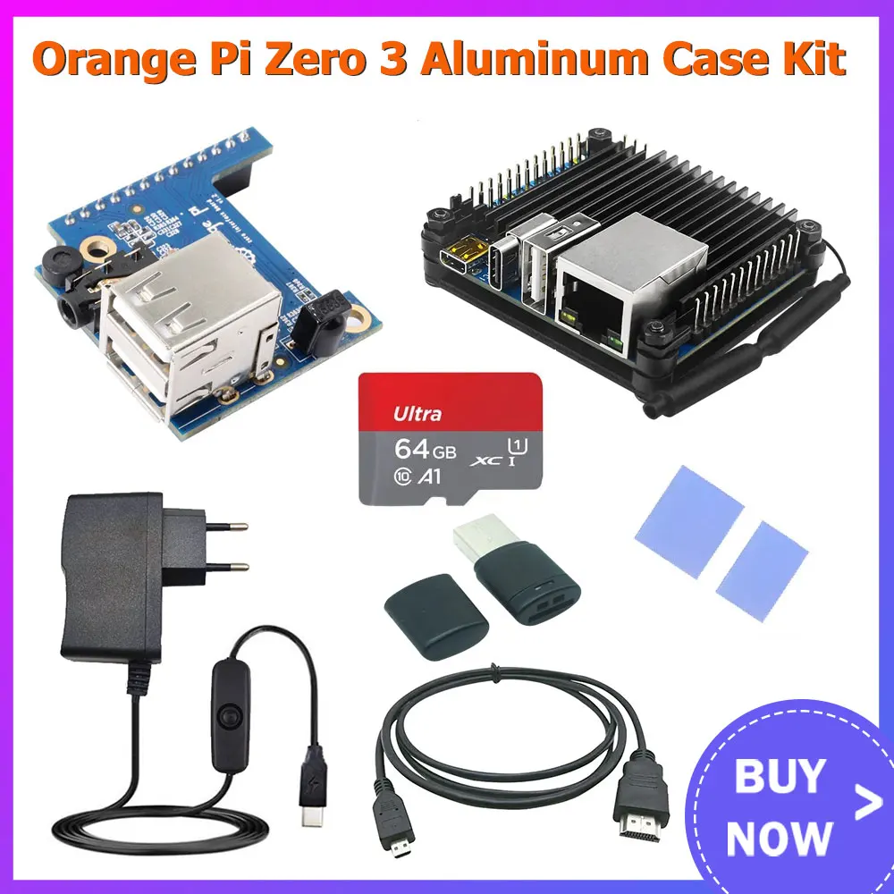 

Orange Pi Zero 3 Aluminum Case Metal Passive Cooling Shell Silicone Heatsink Optional Power Supply Metal Box for OPI Zero 3