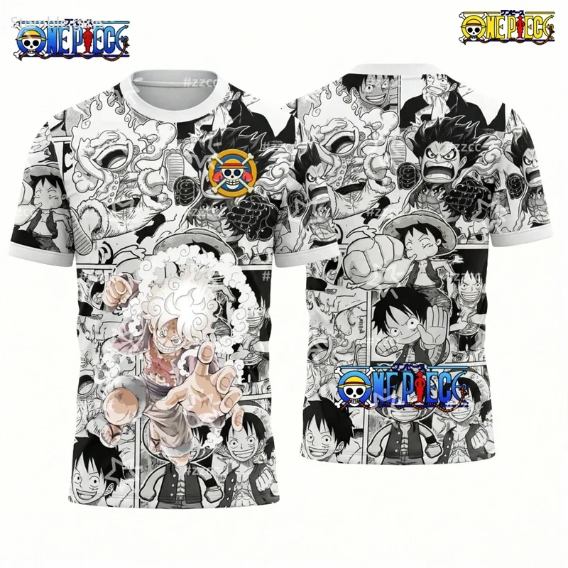 Herren One Piece Anime T-Shirt Ace Klassischer Aufdruck Jungen Kleidung Mädchen Kurzarm Herren Trikot Lässige Leichte Oberteile
