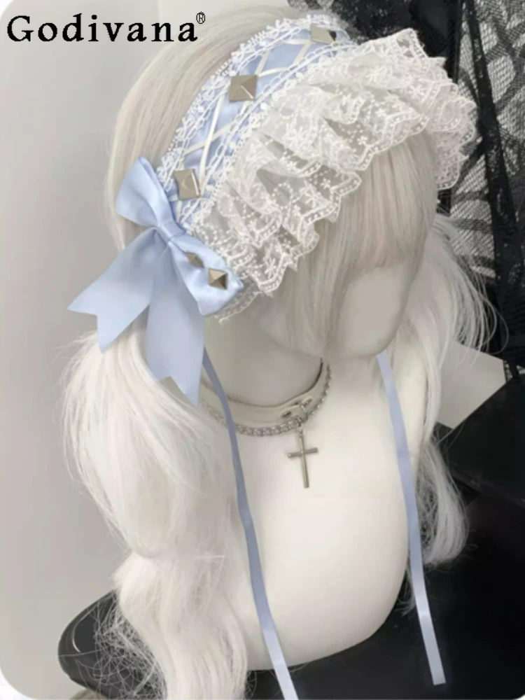 

Fashion Versatile Personality Heavy Industry Rivet Halloween Headband Cute Lolita Subculture Lace Headgear