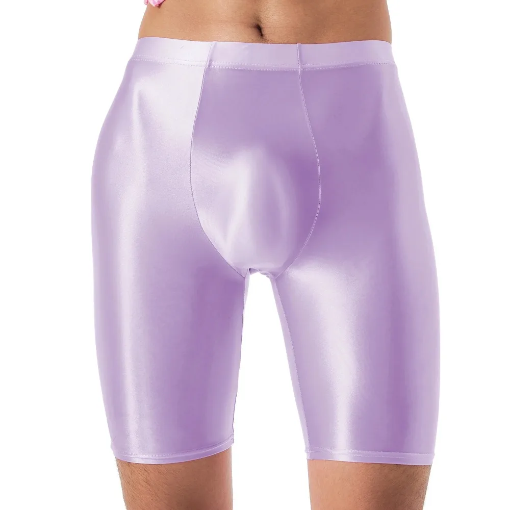 

Men Sexy Oil Glossy Slim Underwear Boxers Shorts Bulge Pouch Breathable Short Pants Smooth Gym Fitness Sport Bottoms Swim Trunks