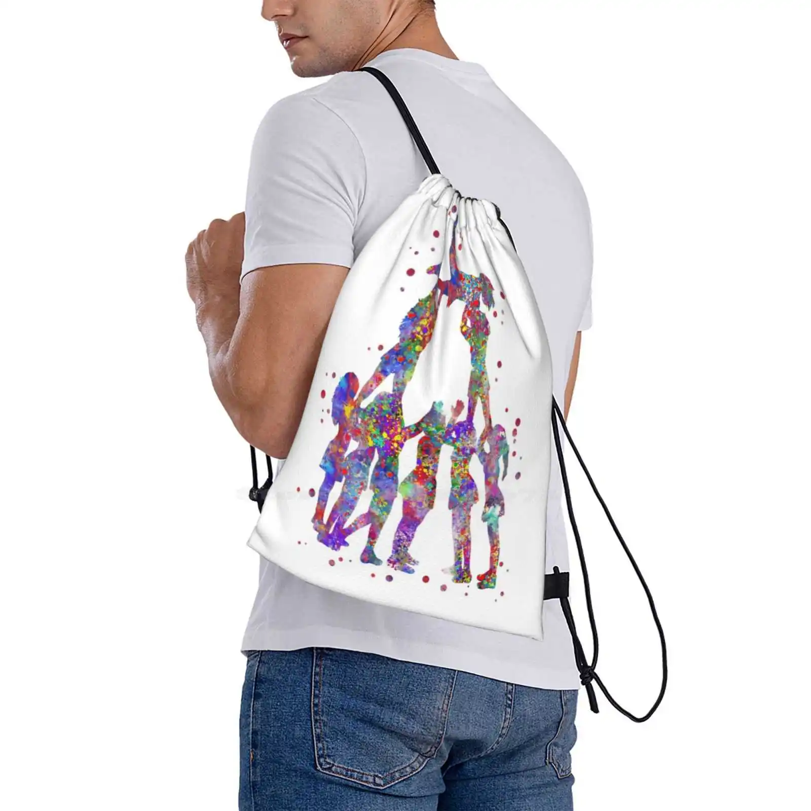 Cheerleader Girls Hot Sale Schoolbag Backpack Fashion Bags Watercolor Cheerleader Sport Cheerleading Art Cheerleader Girls