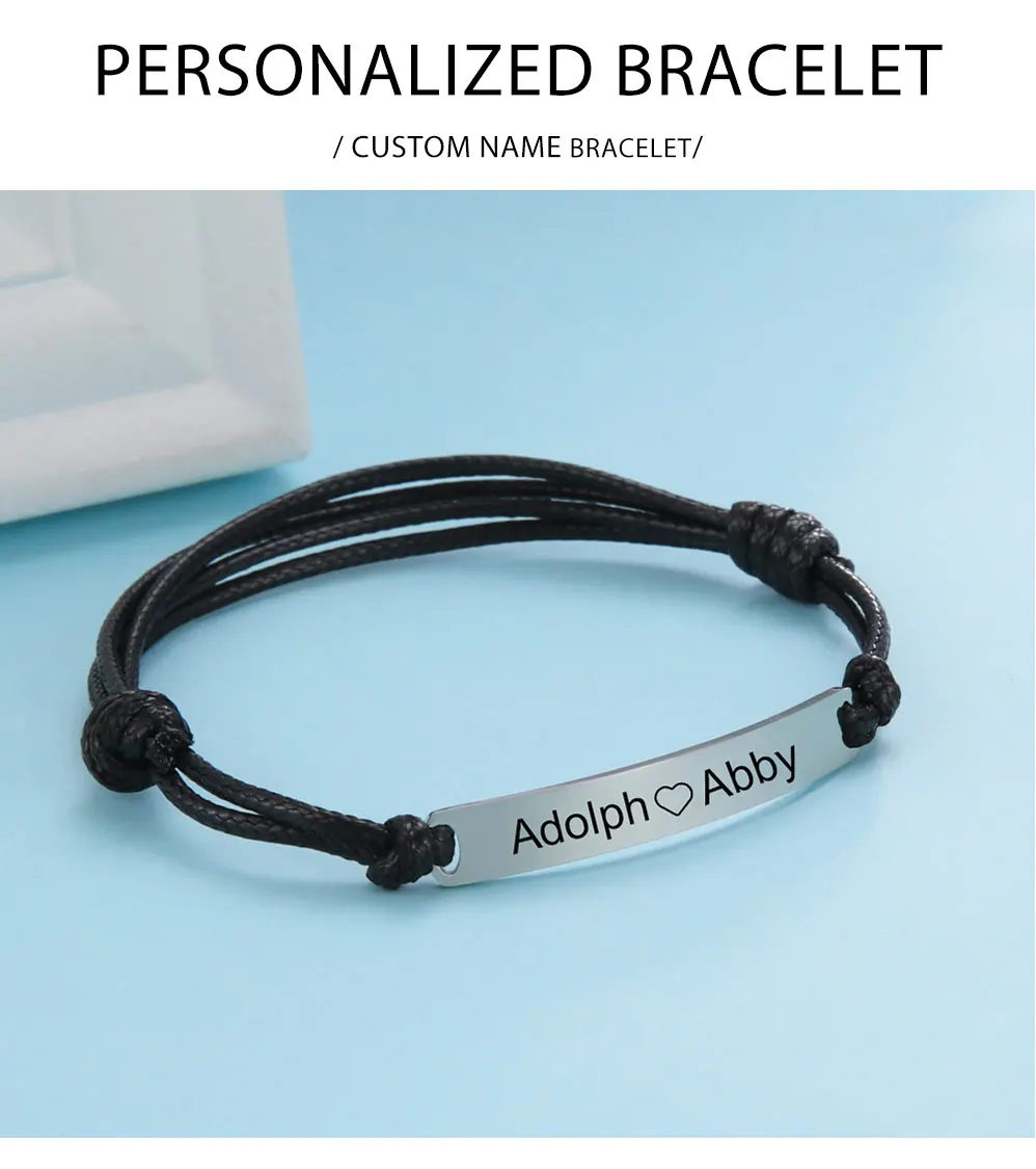 Personalisiertes individuelles Namensarmband aus Edelstahl mit graviertem Namen, Paar-Armbänder, Herrenschmuck, Valentinstag, Weihnachtsgeschenke – Detail 7