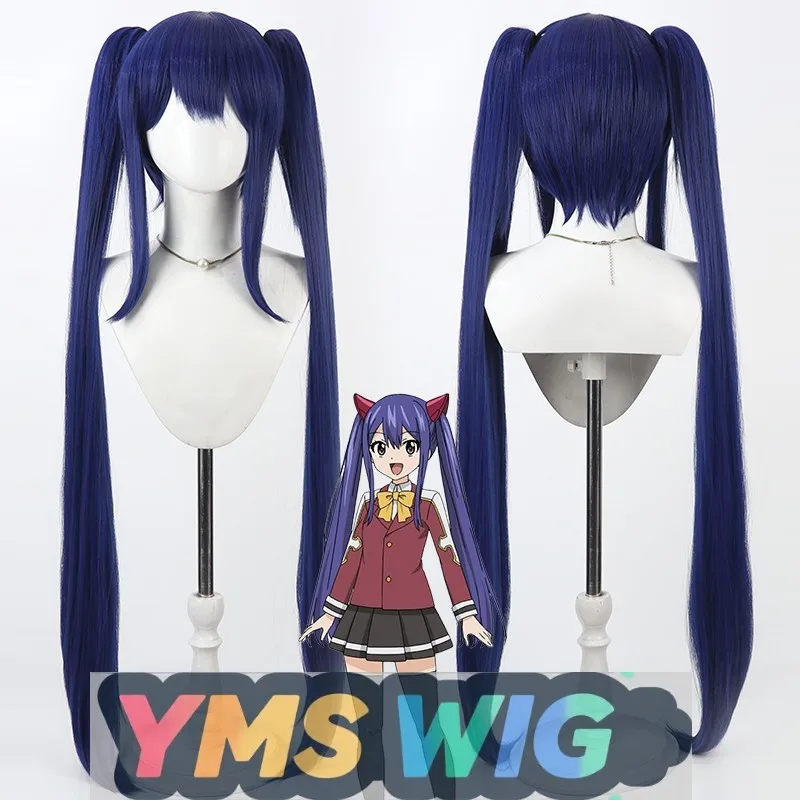 

[ YMS WIG ]Fairy Tail Wendy Marvell Cosplay Wig, Scalp Version Dark Blue Twin Tails