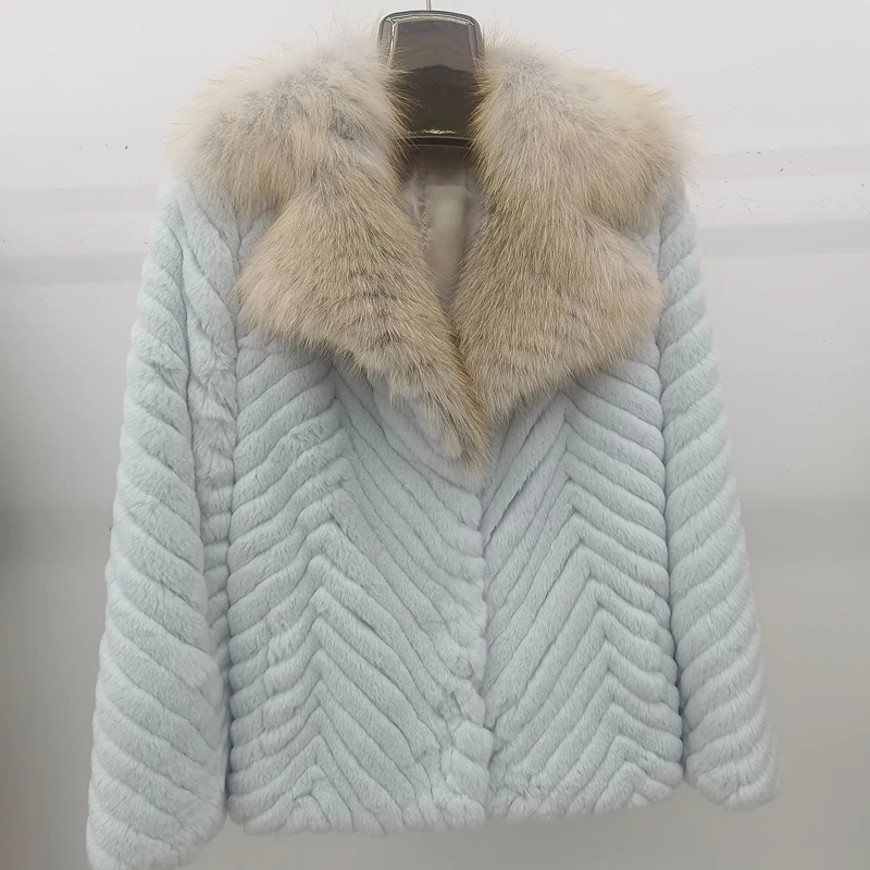 Veste en fourrure de lapin Rex pour femme, 100% naturel, fourrure de renard, UR, couleur unie, chaleur d'hiver, manteau décontracté, mode, plus haute qualité, 2006