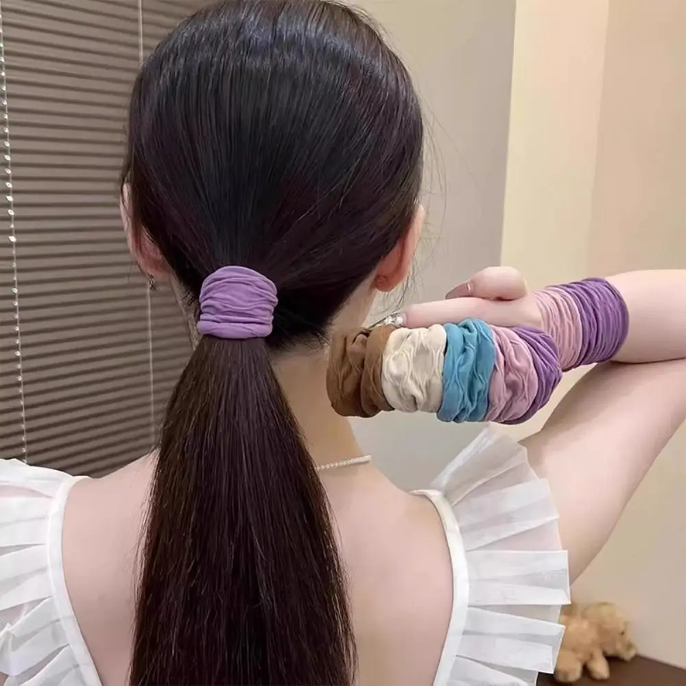 4Pcs/Set 2024 New Solid Women's Scrunchie High Stretch Elastic Hair Bands Hair Accessories Widen Ponytail Holder Hair Tie Women