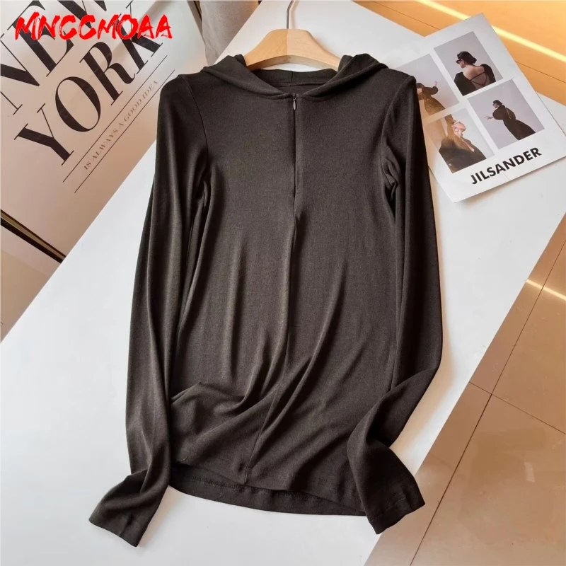 Hoodie Woman 2024 New Autumn Winter Female Casual Slim Solid Color Long Sleeve Hooded Outerwear Top