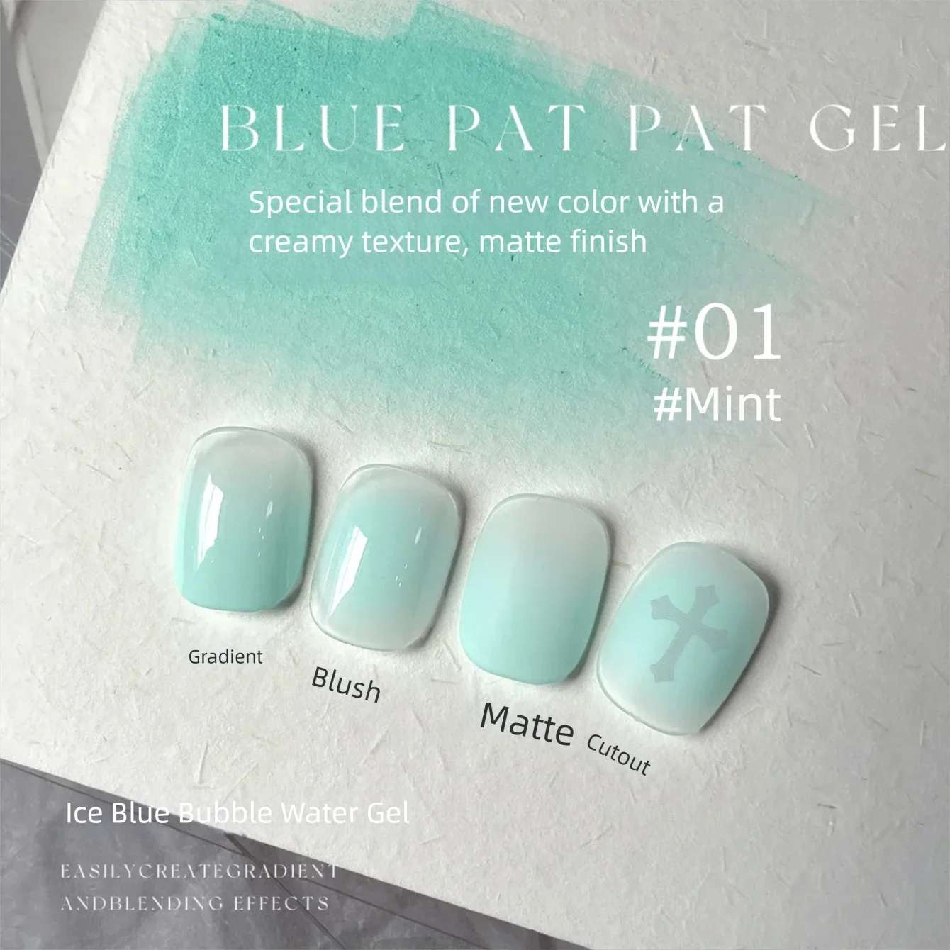 Sommer-Nägel 2026 Neue Gletscher-Blasen Eis-Klar Mint Blau Grün Nagelkunst Langanhaltender Hochglanz Mehrfarbiger Fester Gel-Nagellack – Detail 8