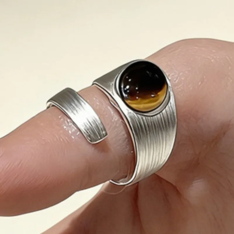 Women's Minimalist Handmade 925 Sterling Silver Big Stone Ring