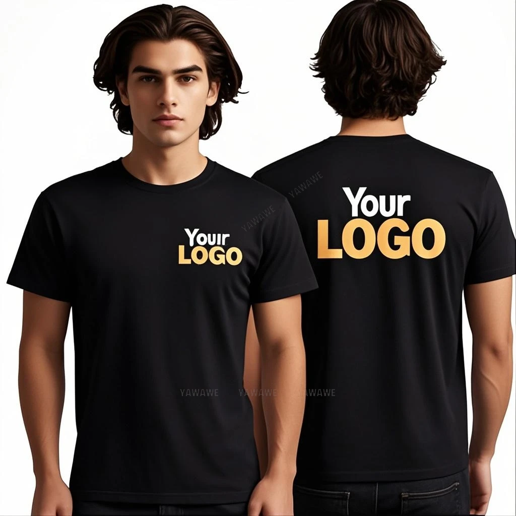 Camiseta personalizada añade tu propio mensaje aquí, camiseta cómoda de algodón Premium para hombre, Top de verano con cuello redondo, regalo de cumpleaños