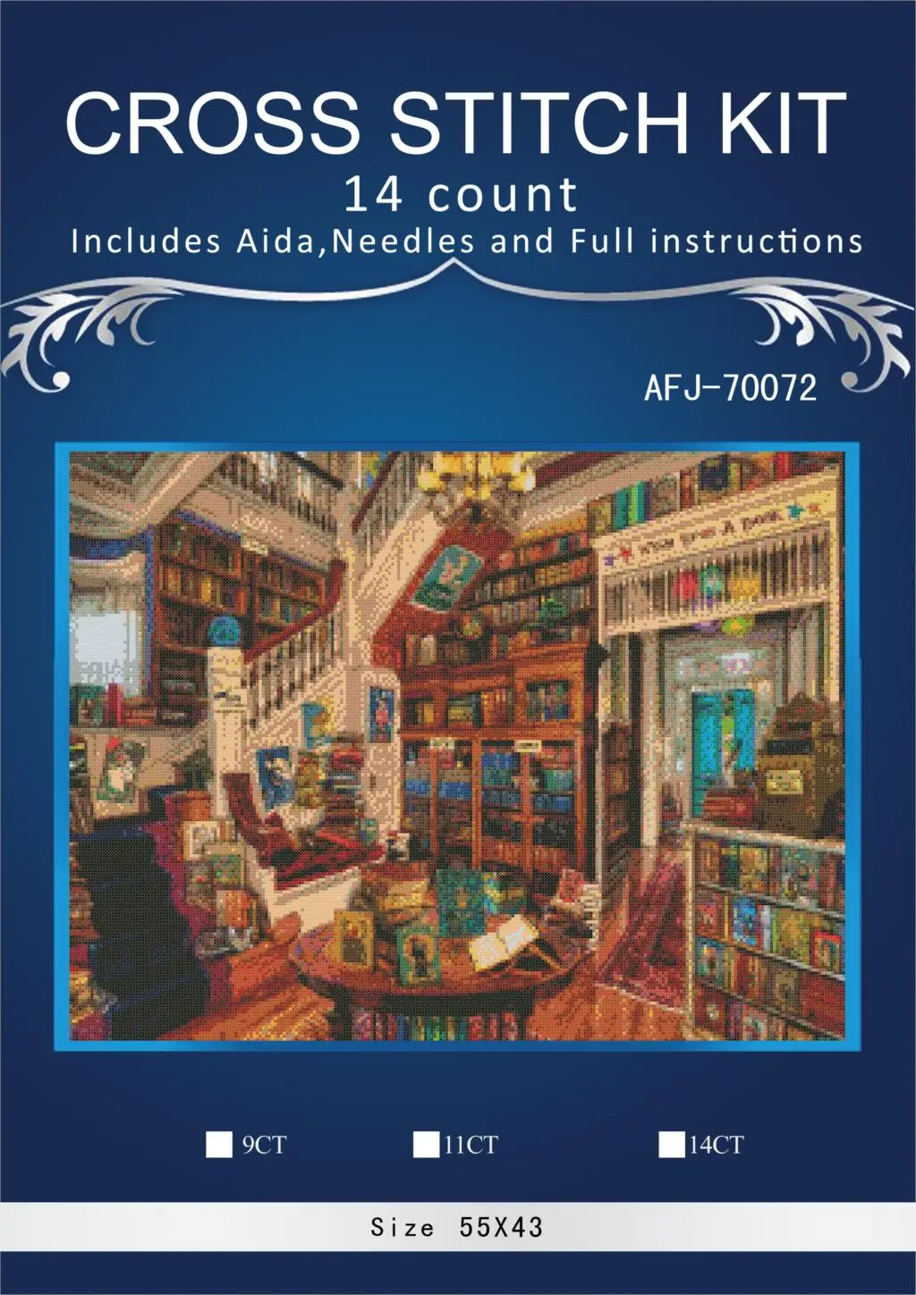 oneroom book Library Scenery Embroidery Needlework Crafts 14CT Unprinted DMC DIY Quality Cross Stitch Kits Handmade Arts Decor