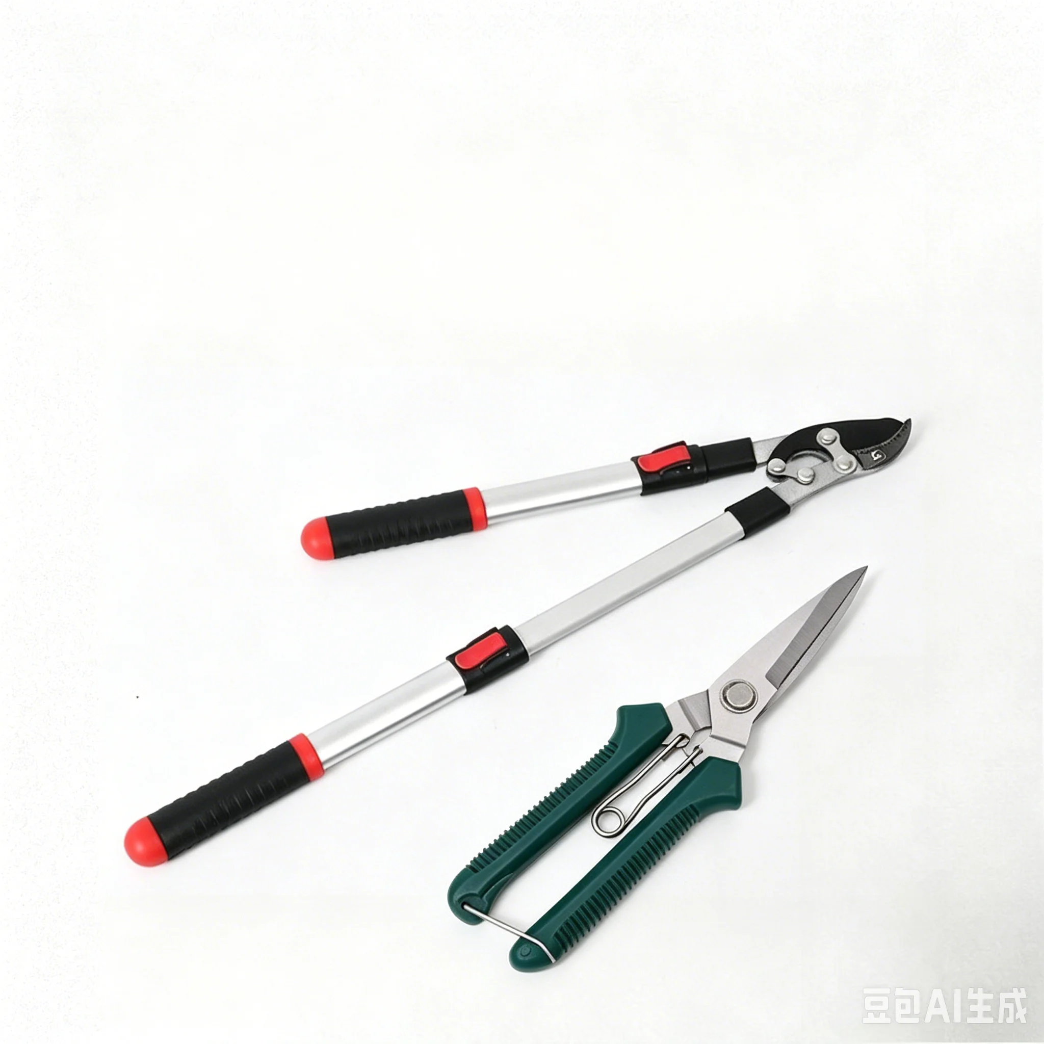 伸縮式ロッパー＆190mmストレート剪定鋏セット-太い枝、盆栽、庭仕事用のプロ仕様園芸鋏2個セット