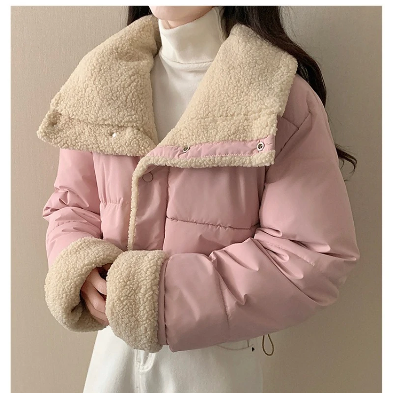 Women's Autumn Winter Top Coat Cotton Coat Lambskin Reversible Brand Simple Comfortable New Casual Fashion Soft Niche Versatile