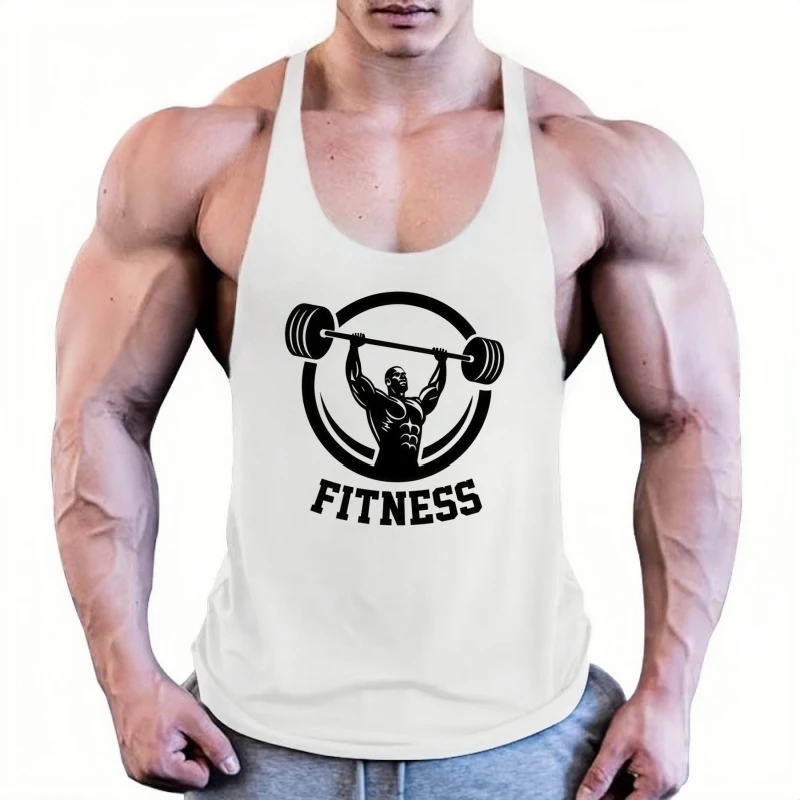 Men's Sleeveless Cotton Gym Tank, Slim Fit Quick-Dry Fitness Vest, Bodybuilding Muscle Stringer Shirt for Gym Sessions