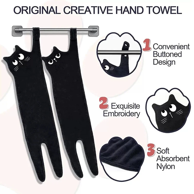 

Funny Cat Hand Towels Kitchen Bathroom Hand Towel Ball Quick Dry Soft Absorbent Microfiber Creative Towels