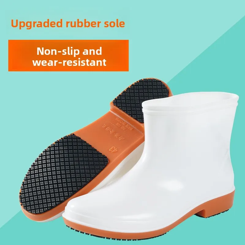 

Thickened Low-Cut Chef Rain Boots Anti-Slip Wear-Resistant Kitchen Men Women Waterproof Oil-Proof Chef Rain Shoes