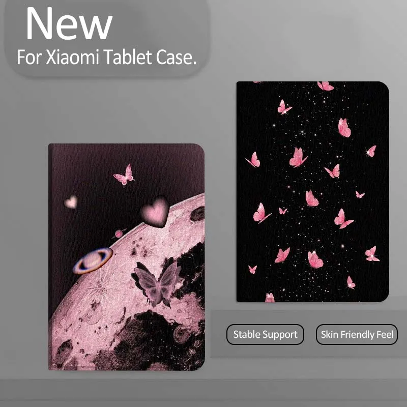 

Cartoon Pink Butterflies Black Tablet Case For Xiaomi Redmi Mini Pad SE K 2 4 5 6 7 8 2023 2025 11 8.8 11.2 10.1 Pro Gift
